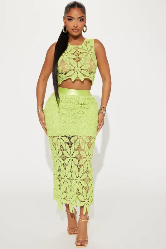 Lily Crochet Skirt Set - Lime sold by Fashion Nova