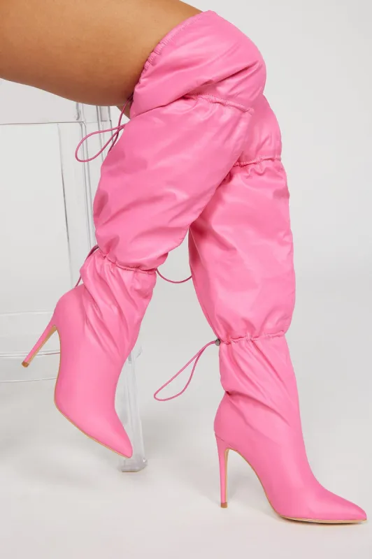One Of A Kind Over The Knee Boots - Pink sold by Fashion Nova