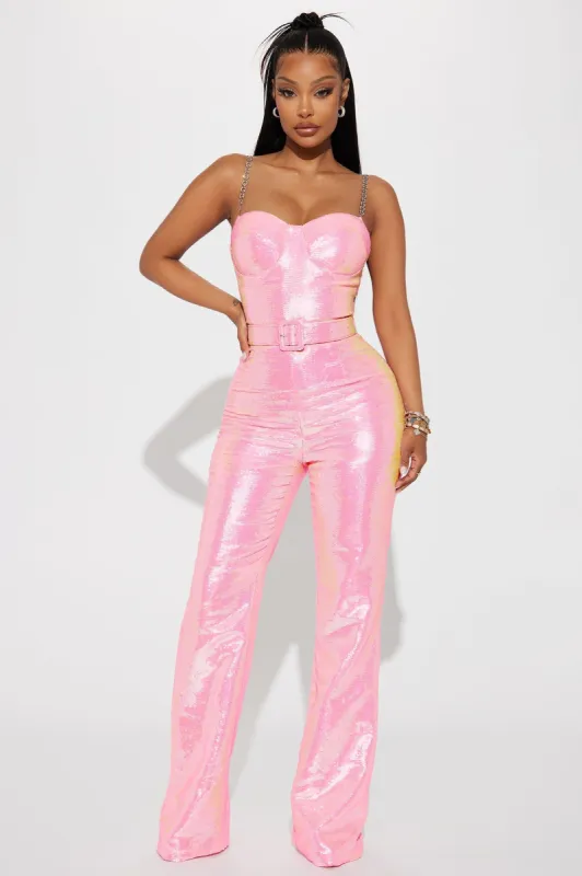 Special Feeling Sequin Jumpsuit - Pink sold by Fashion Nova