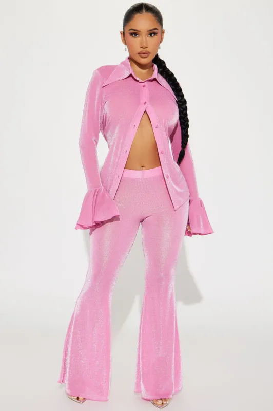 Dinner Party Metallic Pant Set - Pink sold by Fashion Nova