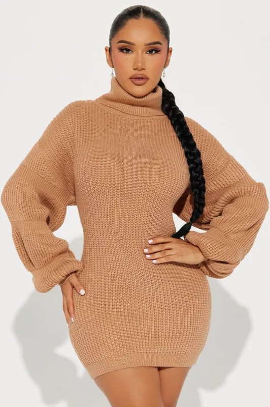 Harlie Sweater Mini Dress - Camel sold by Fashion Nova
