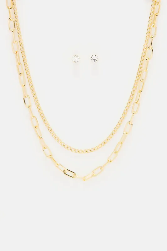 Your Only Girl Necklace and Earring Set - Gold made by Fashion Nova