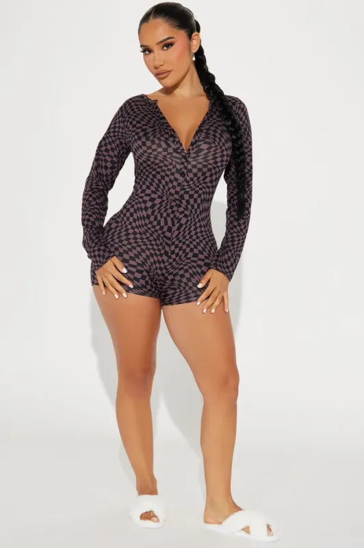Woke Up Cute PJ Romper Onesie - Black/combo made by Fashion Nova