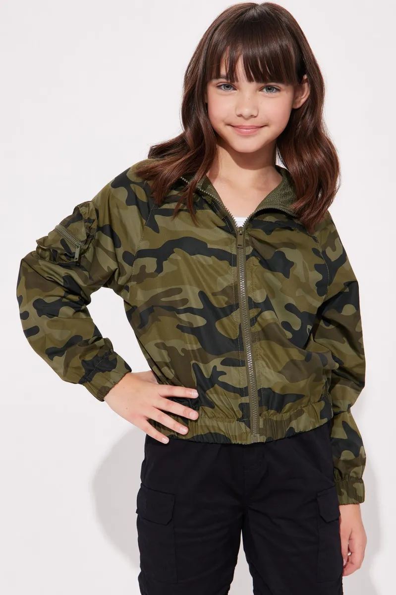 Mini Playing Games Camo Windbreaker Olive Parallel