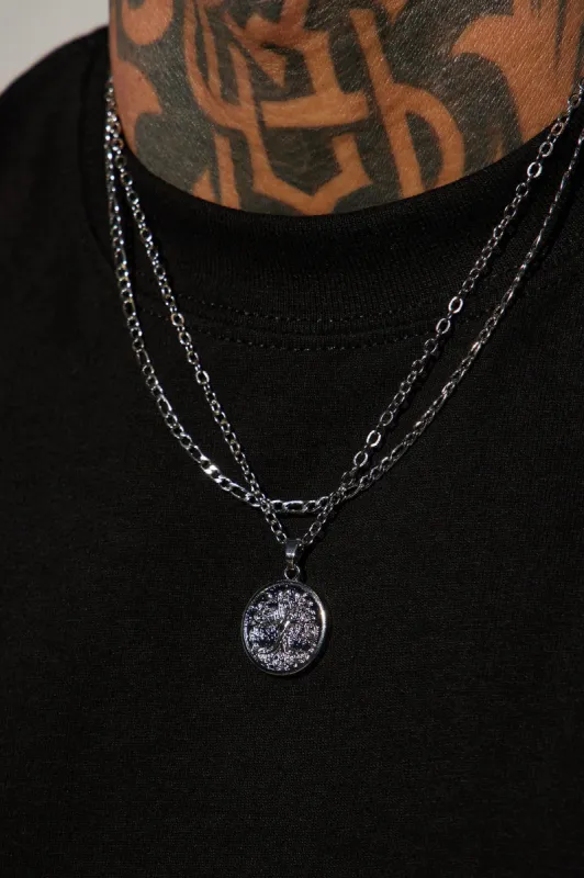 Tree Of Life 2 Piece Chain Necklace - Silver sold by Fashion Nova