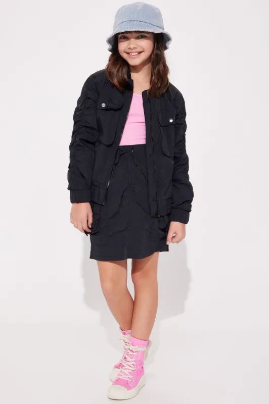 Mini Nylon Bomber Jacket - Black sold by Fashion Nova