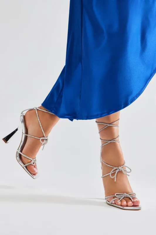 Flirty Girly Wrap Up Heels - Silver sold by Fashion Nova