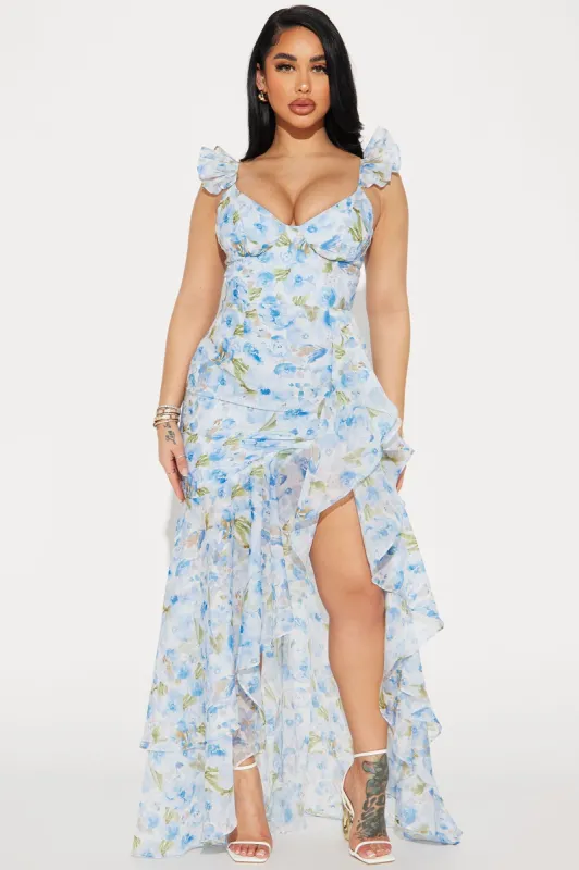 Fiona Floral Maxi Dress - Blue/combo sold by Fashion Nova