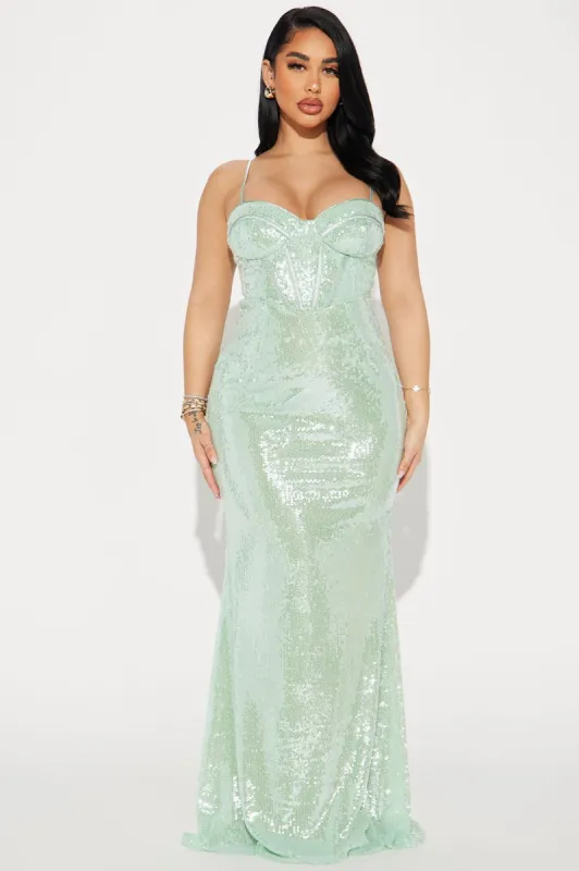 Ariella Sequin Maxi Dress - Mint sold by Fashion Nova