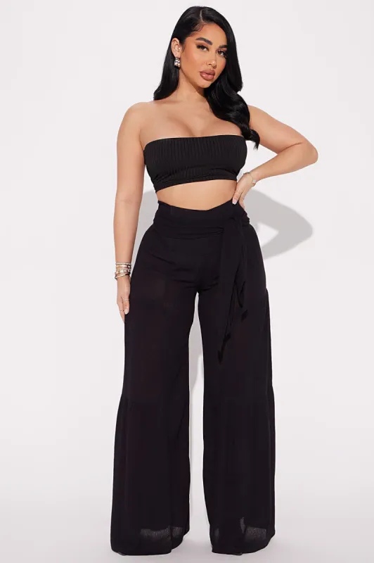 Somewhere Far Wide Leg Pant - Black sold by Fashion Nova