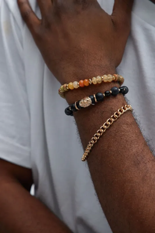 Stay In My Line Bracelet Set - Gold/Black sold by Fashion Nova