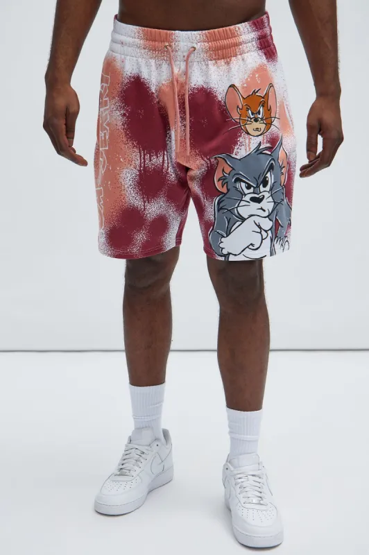 Tom And Jerry Mad Muggin Spraypainted Short - Red sold by Fashion Nova