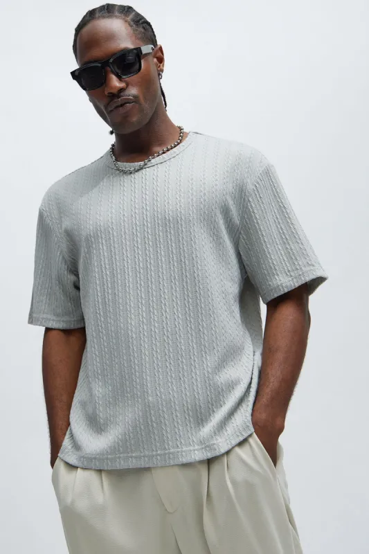 Kellen Textured Relaxed Tee - Grey sold by Fashion Nova