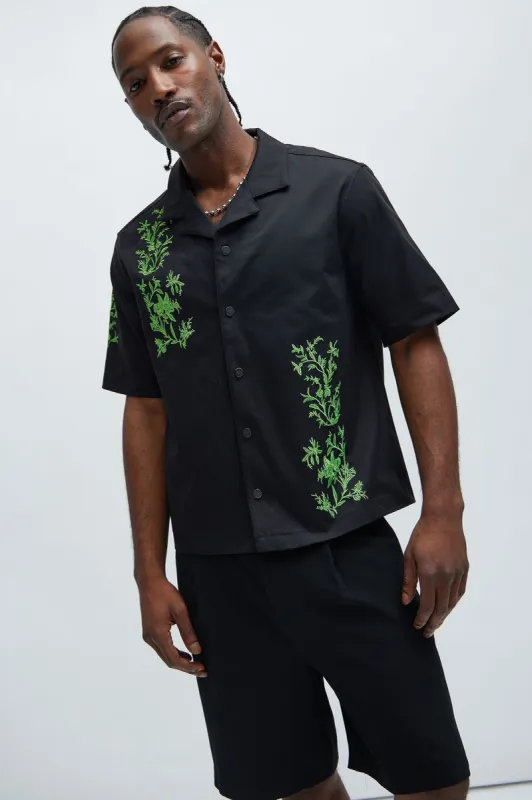 Alden Embroidered Shirt - Black sold by Fashion Nova