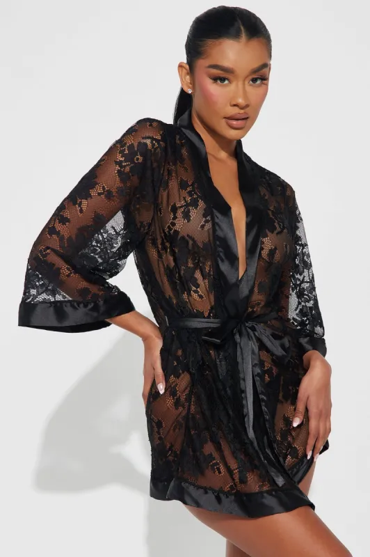 Pure Romance Lace Robe - Black sold by Fashion Nova