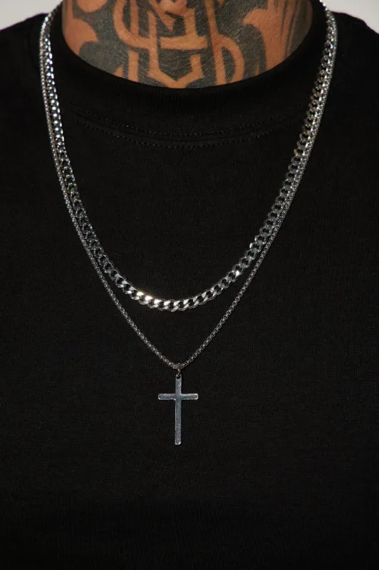 Judgement Time 2 Piece Chain Necklace - Silver sold by Fashion Nova
