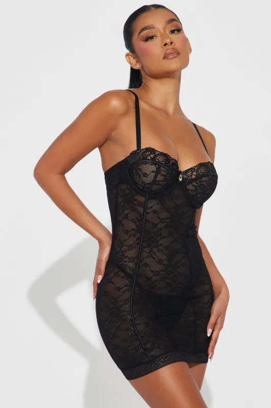 Eternal Passion Lace Chemise - Black sold by Fashion Nova