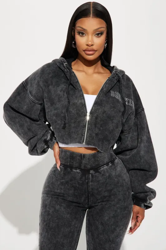 Brooklyn City Washed Hoodie - Black Wash sold by Fashion Nova