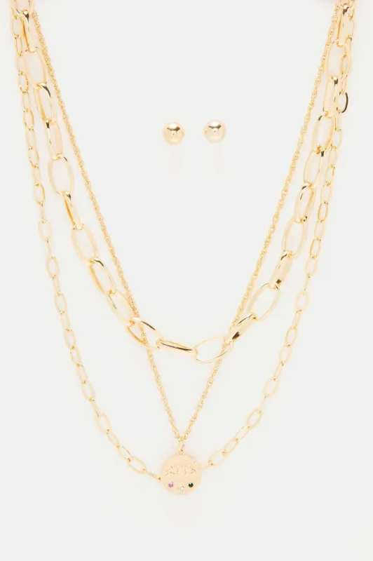 Something New Necklace and Earring Set - Gold sold by Fashion Nova