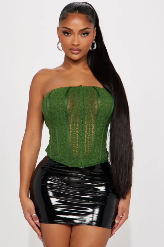 Hello Darlin' Lace Corset Top - Olive sold by Fashion Nova
