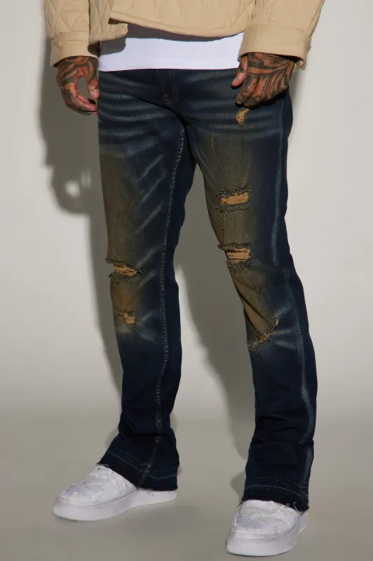 Clover Vintage Stacked Slim Flare Jeans - Vintage Blue Wash sold by Fashion Nova