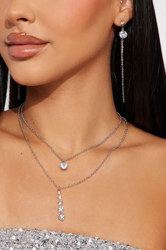 Best Of The Best Necklace And Earring Set - Silver made by Fashion Nova