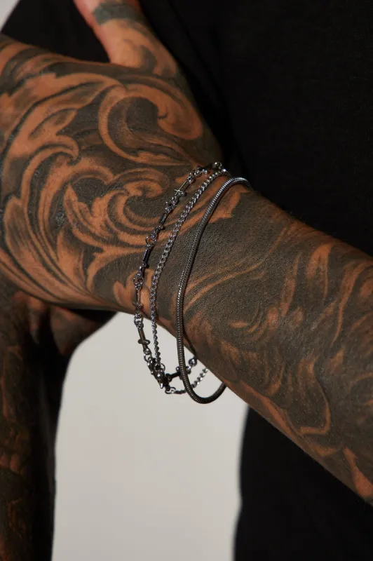 Cross And Snake Bracelet Set - Silver sold by Fashion Nova