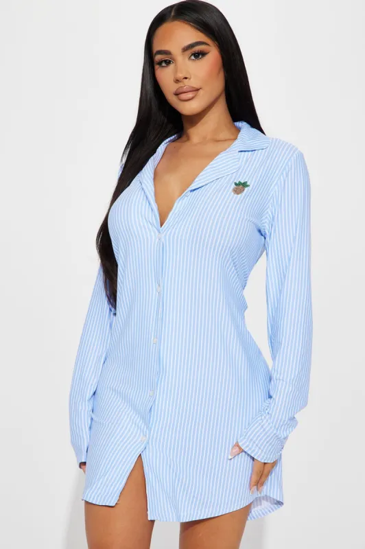 Pineapple Dreams PJ Sleep Shirt - Blue sold by Fashion Nova