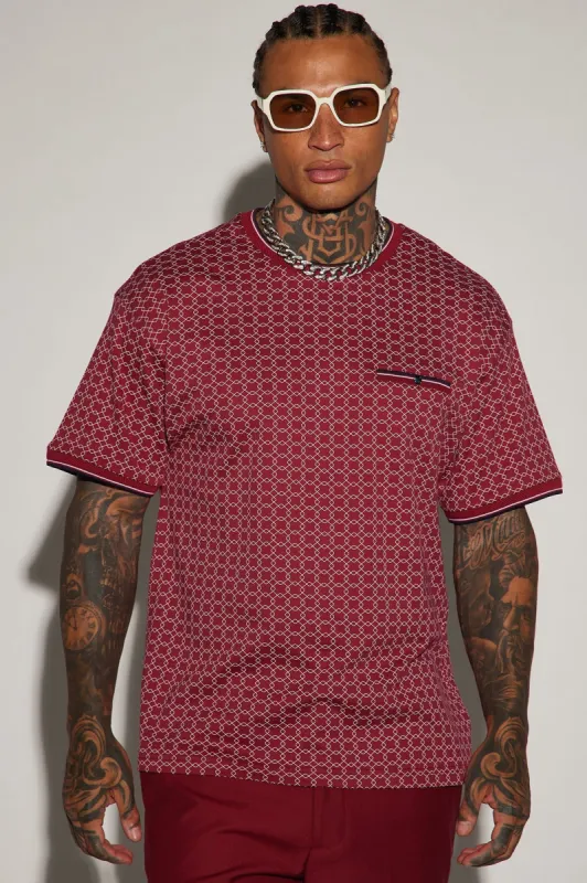 Grindin Short Sleeve Tee - Burgundy sold by Fashion Nova