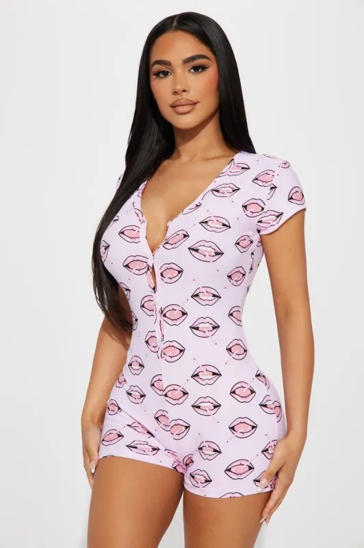 Kissy Dreams PJ Romper Onesie - Pink sold by Fashion Nova