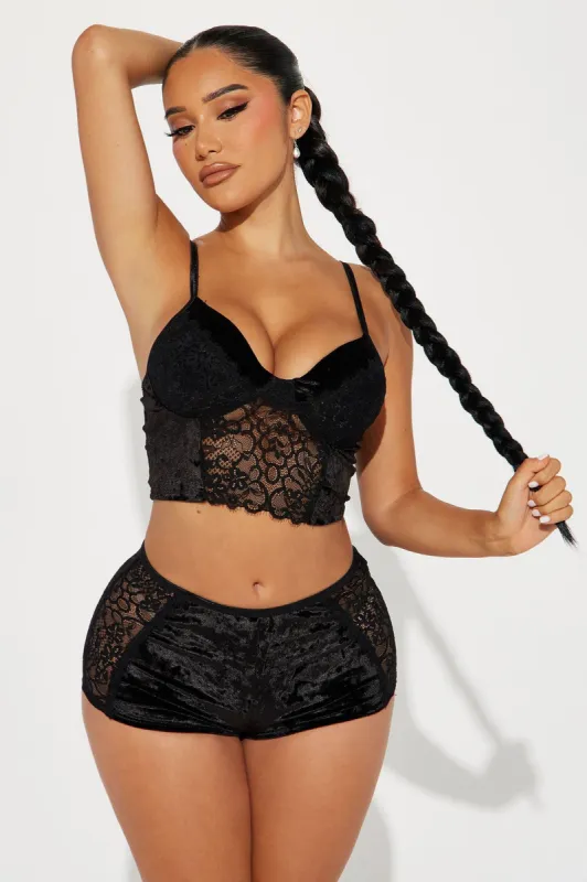 Nights With You Velvet PJ Short Set - Black sold by Fashion Nova