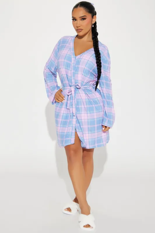 Mind My Business PJ Robe Set - Blue/combo sold by Fashion Nova