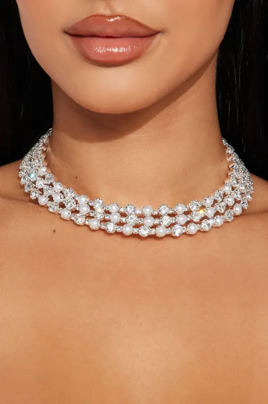 Rockin The Best Rhinestone Necklace - Silver made by Fashion Nova