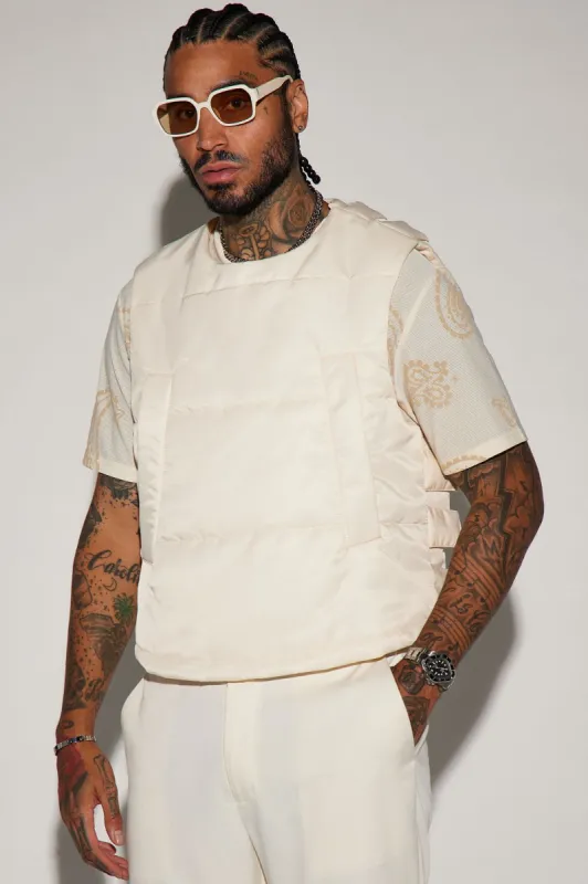 Detroit Velcro Puffer Vest - Cream sold by Fashion Nova