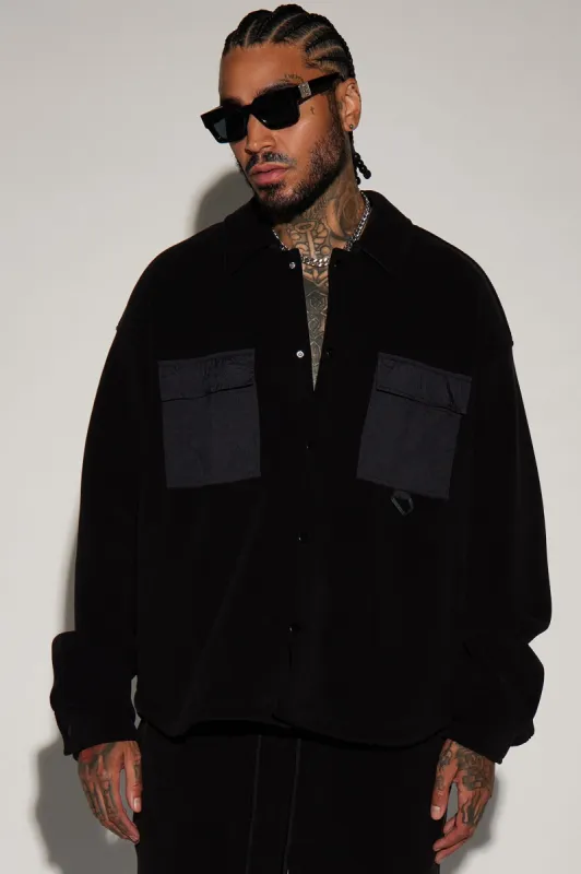 Watch It Happen Shacket - Black sold by Fashion Nova