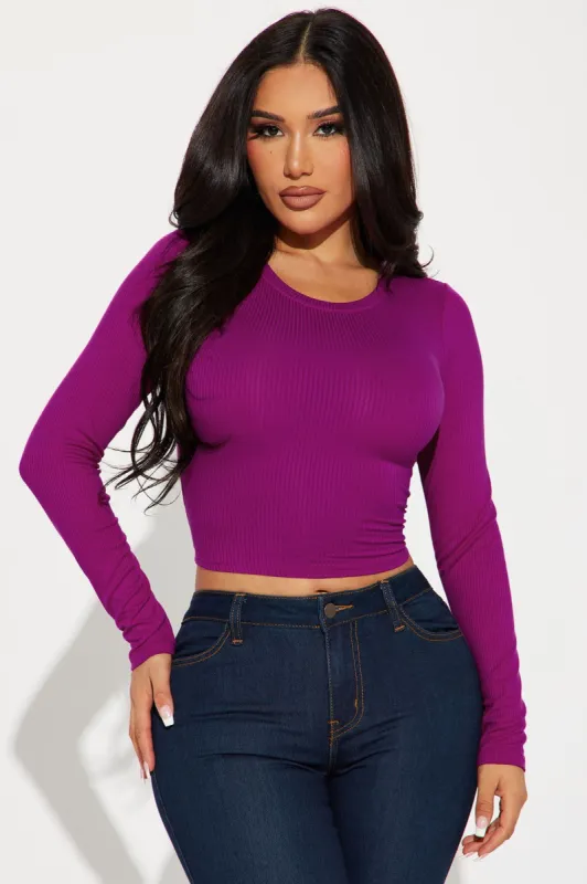 Jaclyn Cropped Long Sleeve Top - Magenta sold by Fashion Nova