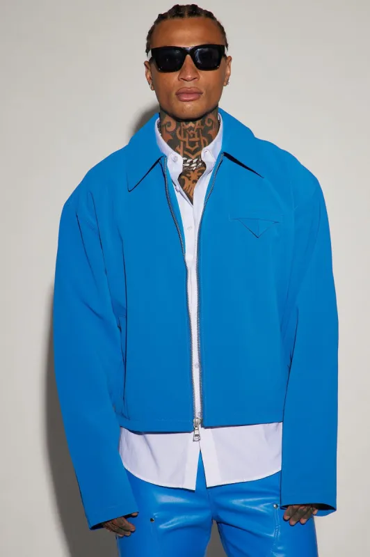 Inspiration Faux Leather Cropped Jacket - Blue sold by Fashion Nova