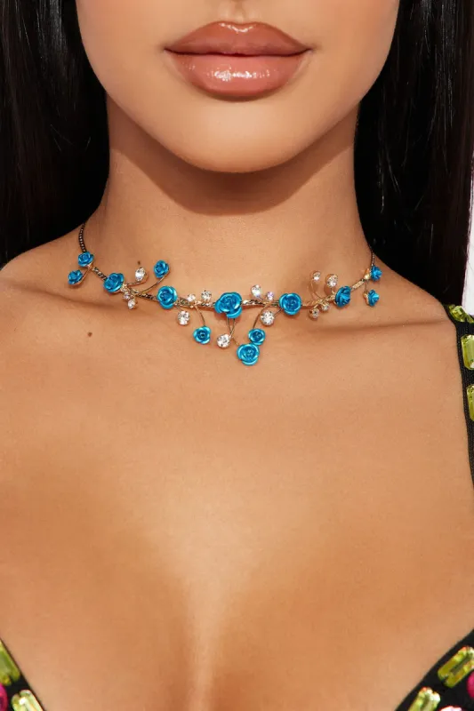 Flower Vine Choker - Gold/Blue sold by Fashion Nova