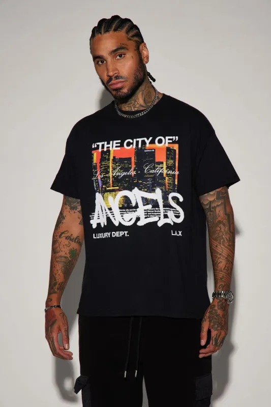 The City Of Angels Short Sleeve Tee - Black sold by Fashion Nova