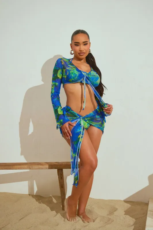 Madeleine 2 Piece Cover Up Set - Blue/combo sold by Fashion Nova