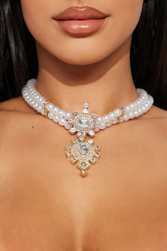 Secret Diary Necklace - White/Gold made by Fashion Nova