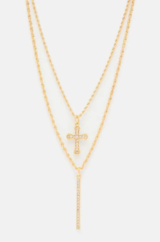 Cross By Me Necklace Set - Gold sold by Fashion Nova