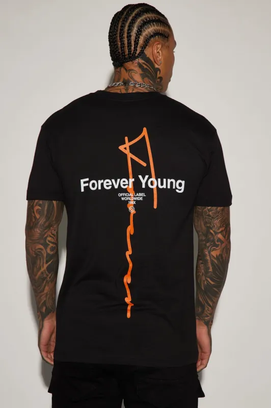 Forever Young Official Short Sleeve Tee - Black sold by Fashion Nova
