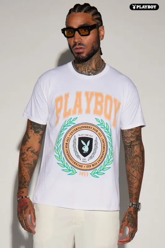 Playboy University Short Sleeve Tee - White sold by Fashion Nova