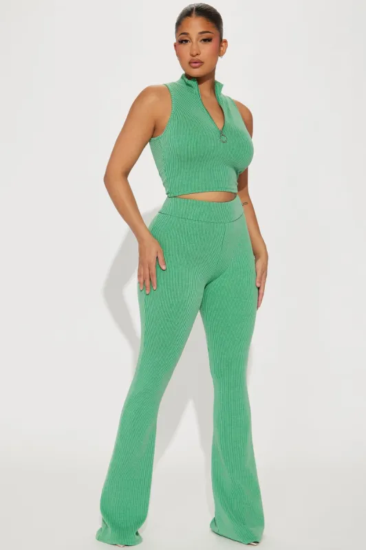 Hard To Reach Ribbed Pant Set - Green sold by Fashion Nova