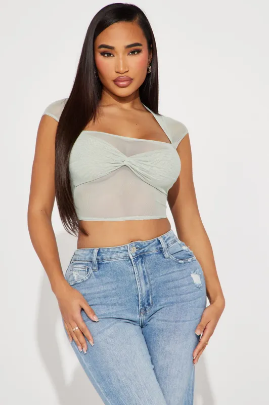 Alicia Mesh Top - Sage sold by Fashion Nova