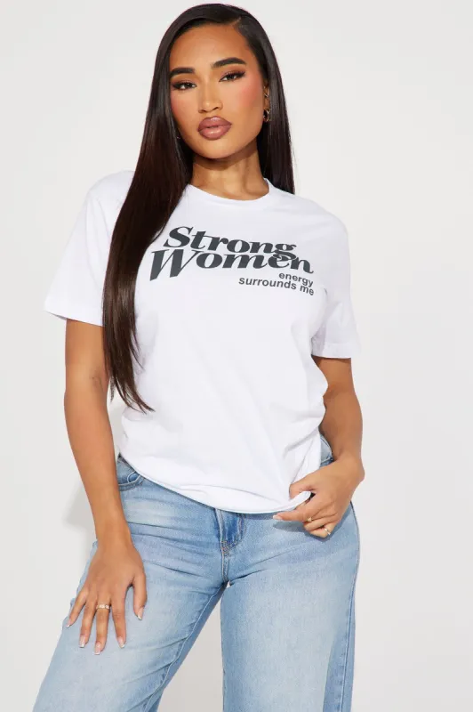 Strong Women Energy Tee - White sold by Fashion Nova