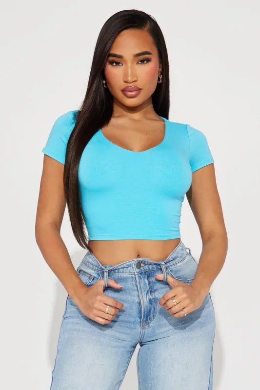 Venus V-Neck Double Layered Tee - Turquoise sold by Fashion Nova