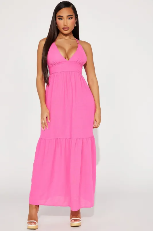 Malibu Breeze Linen Maxi Dress - Fuchsia sold by Fashion Nova