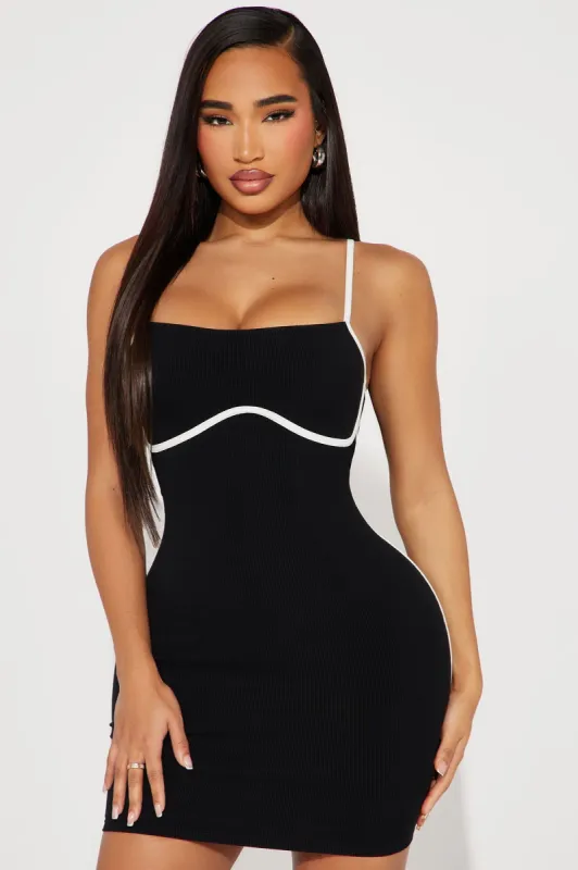 Lovergirl Ribbed Micro Mini Dress - Black/White sold by Fashion Nova